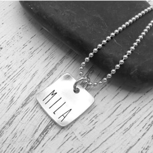 Sterling Silver Initial Necklace | Personalized Name Necklace | Silver Pendant | Hand Stamped initial Charm | Gift for her
