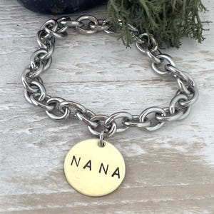 Personalized Bracelet | Hand Stamped Bracelet | Name Charm Bracelet | Mixed Metal | Gift For Grandmother | Gift For Mom | Mothers Day gift