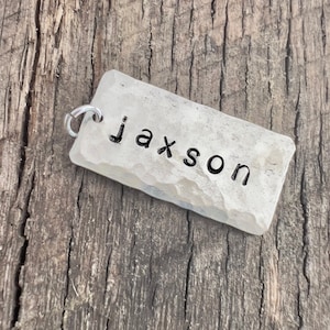 Personalized Name Charm | Sterling Silver Charm | Name Tag Charm | Personalized Name Date Numbers Charm | Add On Charm For Necklace