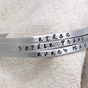 Personalized Name Cuff Bracelet | Customized Skinny Bracelet | Gift for Mom | Engraved Jewelry | Personalized Gift
