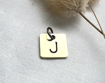 Personalized Brass Initial Charm | Hand Stamped Letter Pendant