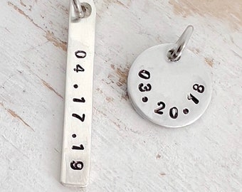 Sterling Silver Charm With Date | Custom Date Charm | Add On Charm | Birthdate Charm | Special Date Gift | Date Jewelry | Wedding Date