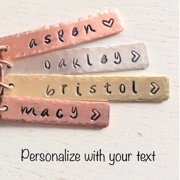 Personalized Custom Text or Name Tag, Custom Bar Charm, Add on Charm, gift for mom, friendship gift