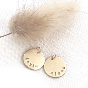 Custom Name Charm for Necklace or Bracelet |  Gold Filled Name Charm | Charm | 1/2” Personalized Disc Charm | Add On Charm | Gift For Mom