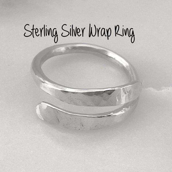 Hammered Sterling Silver Thumb Ring, Silver Wrap Ring, Adjustable Ring, Gift for Him, Her