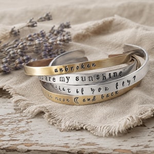 Personalized Bracelet | Custom Hand Stamped Cuff Bracelet | Custom Bracelet With Quote | Mantra Bracelet