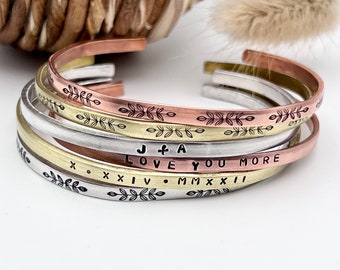 Personalized Bracelet | Custom Hand Stamped Skinny Silver Cuff | Custom Message Bracelet | Bracelet with Quote  | Mantra Bracelet