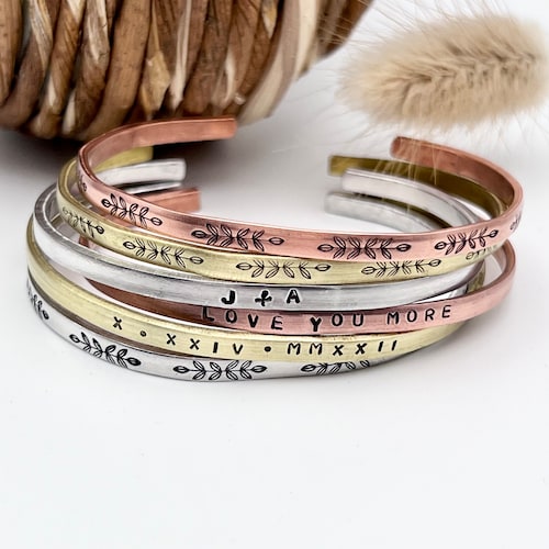 Hand Stamped Bracelet Personalized Jewelry Friend Bracelet Etsy