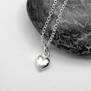 Silver Heart Necklace | Puffed Heart Necklace | Sterling Silver Necklace | Dainty Silver Necklace | Anniversary Gift For Her