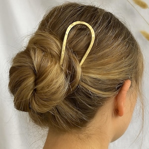 Hair Pin | Hammered Brass Hair Pin | Handmade Hair Stick for Updos | Minimalist Metal Hair Accessory | Boho Hair Jewelry for Long Hair