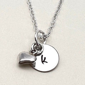 Personalized Initial Necklace | Sterling Silver Initial Heart Necklace | Dainty Initial Necklace | Birthday Gift For Her  Minimalist Jewelry