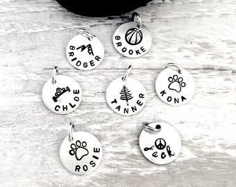 Personalized Name Charm With Center Design | Tiny Add On Charm | Hand Stamped Personalized Charm | Custom Name | Handmade Personalized Gift