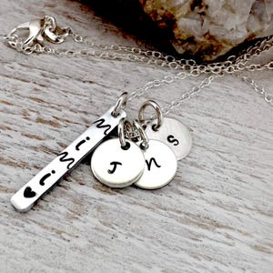 Mimi Necklace | Sterling Silver Initial Necklace | Necklace With Child’s Initials | Mimi Initial Necklace | Personalized Grandmother Gift