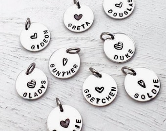 Personalized Name Charm With Heart | Tiny Add On Charm | Hand Stamped Personalized Charm | Custom Name | Handmade Gift