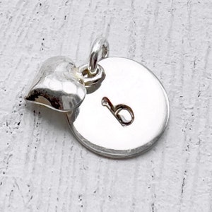 Personalized Initial Charm Sterling Silver Letter Charm | Heart Charm |  Add On Charm | Hand Stamped Necklace Charm | Gift For Her