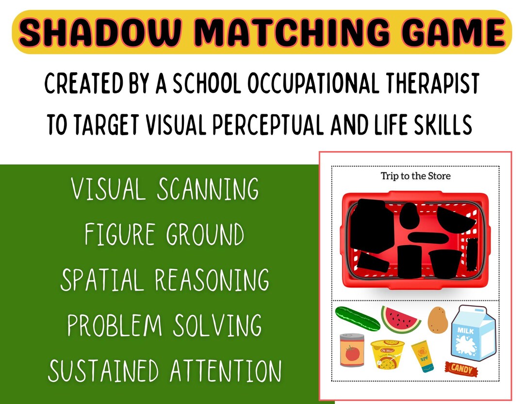 Matching With Target Shadow Matching Activity for Early Finishers or Independent Work | Ot ...