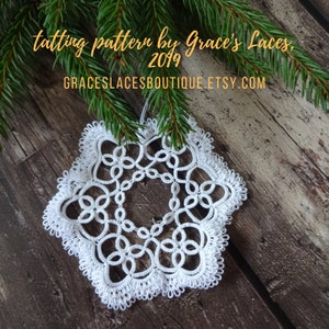 Shuttle tatting pattern Christmas snowflake "Marina"