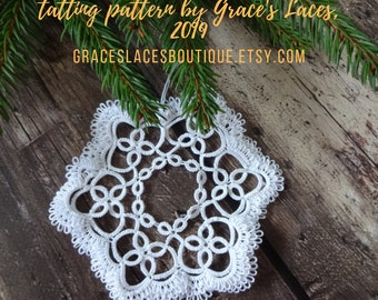 Shuttle tatting pattern Christmas snowflake "Marina"