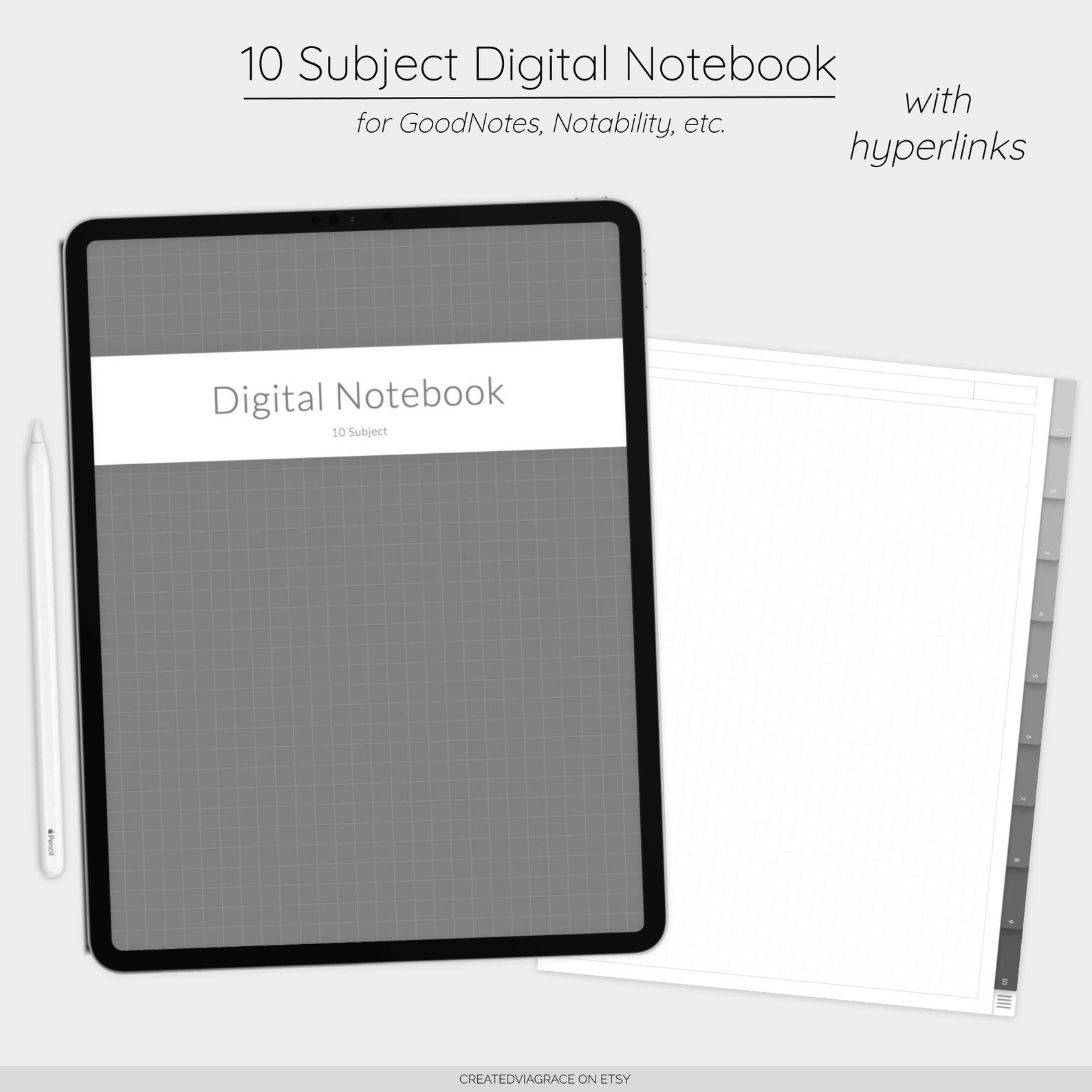 10 SUBJECT DIGITAL NOTEBOOK Gray Digital Notebook Etsy