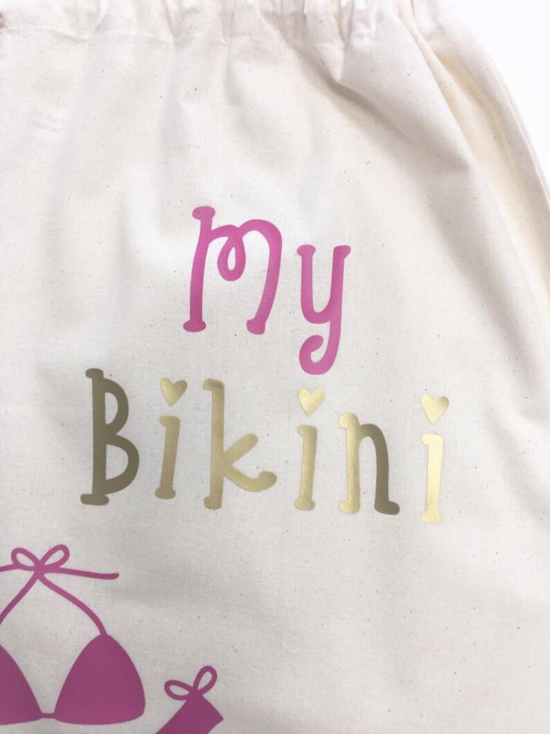 Beach Bag drawstring bag personalised My Bikini Bag a choice of colours