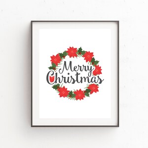 Merry Christmas Flowers Poster