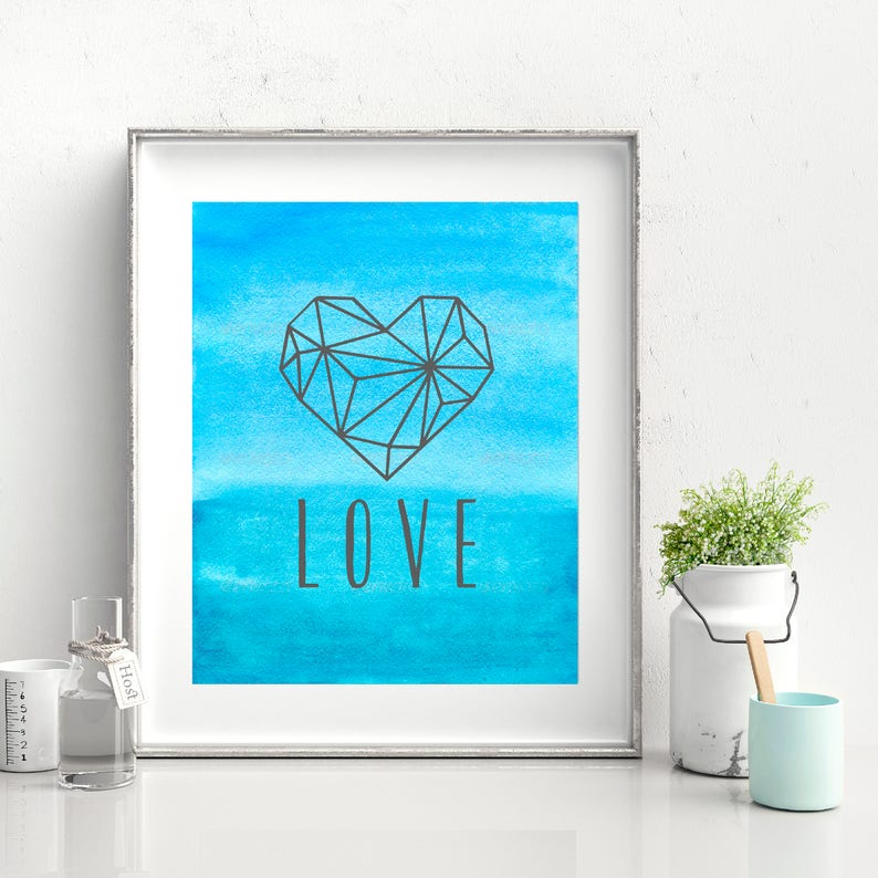 Geometric Heart Printable Poster - Etsy