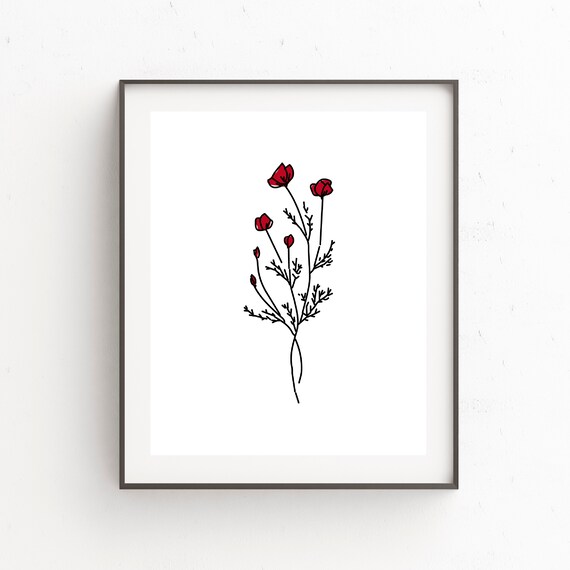Red Flowers Printable Poster | Etsy
