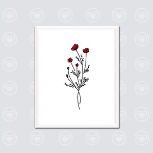 Red Flowers Printable Poster - Etsy