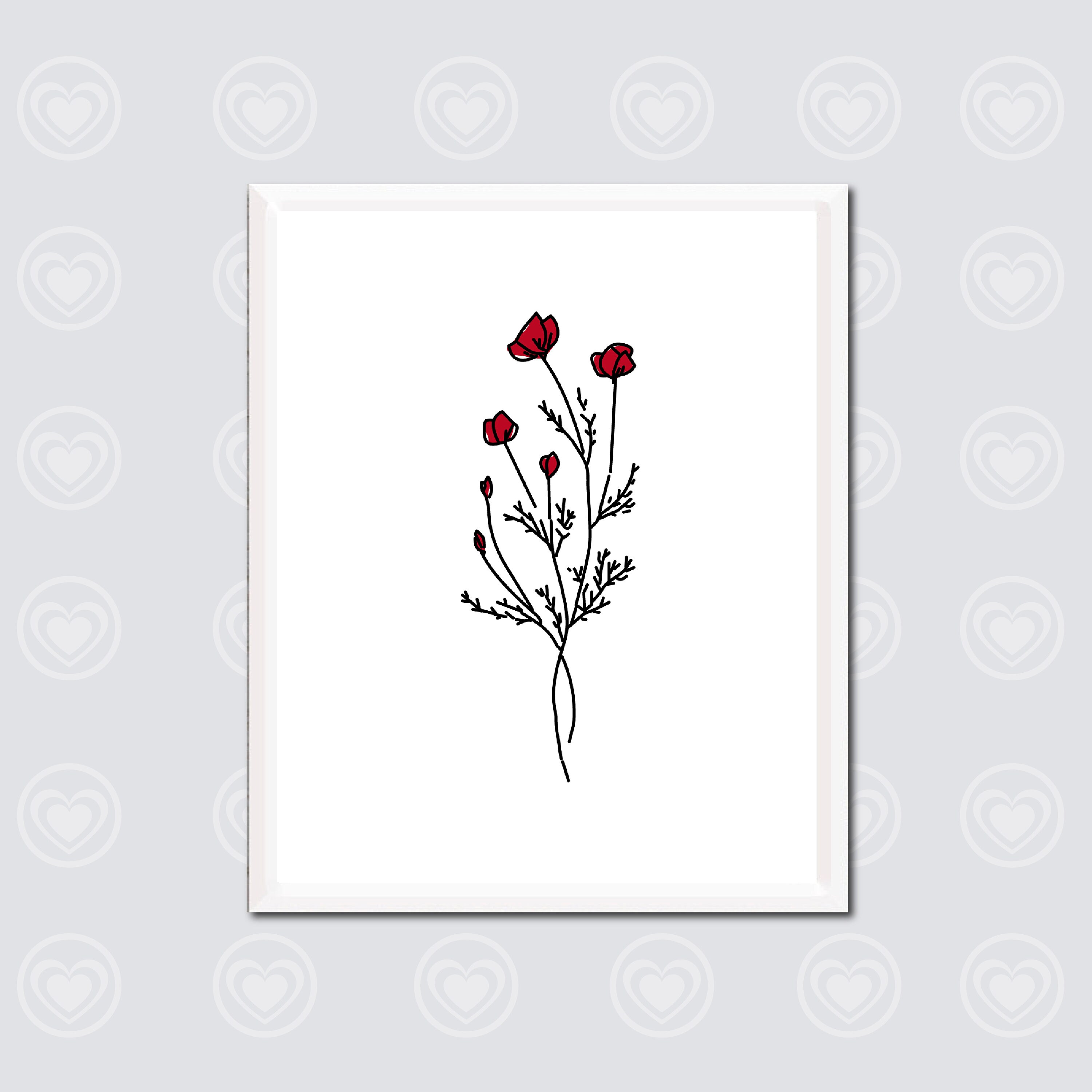 Red Flowers Printable Poster - Etsy