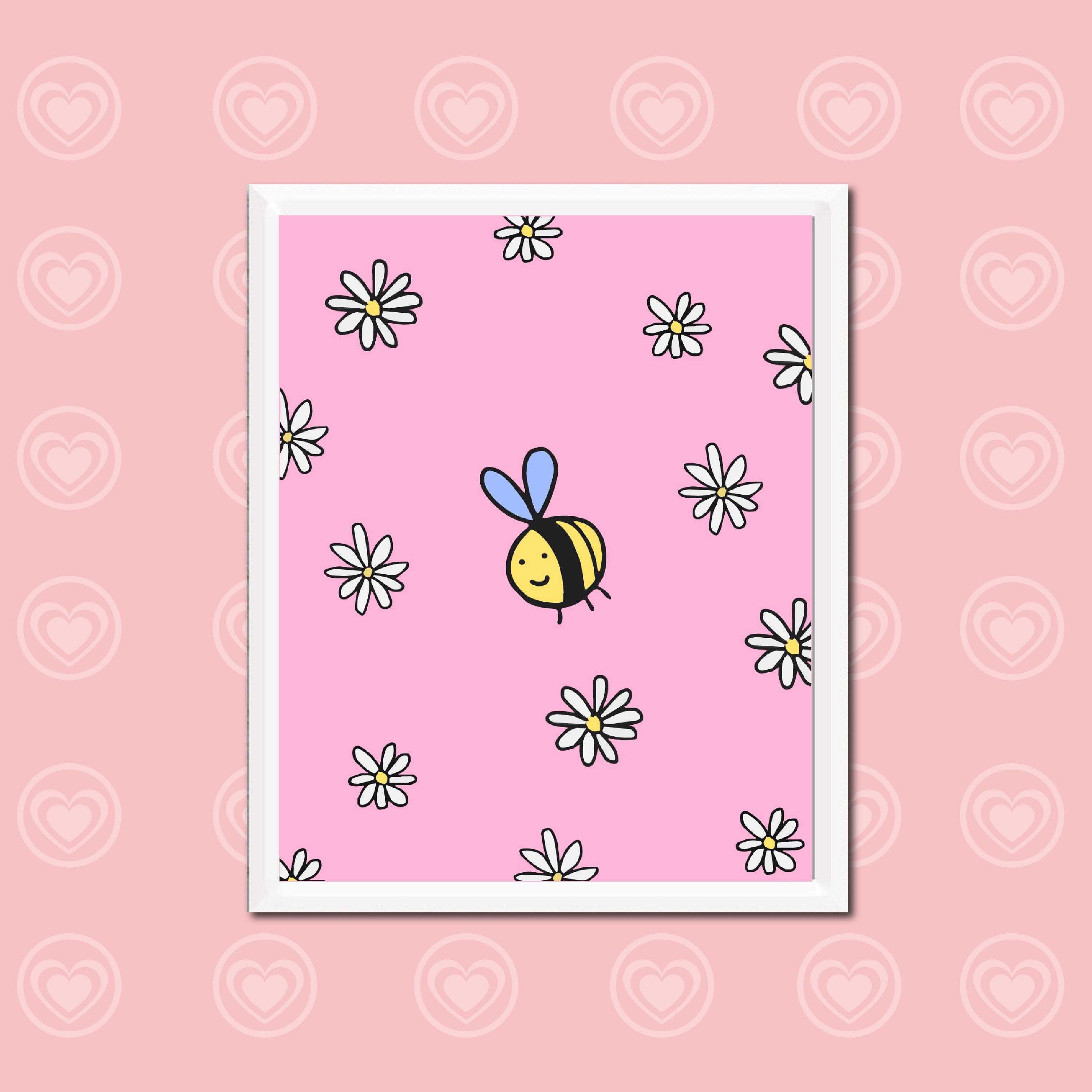 Bee and Flowers Printable Poster - Etsy