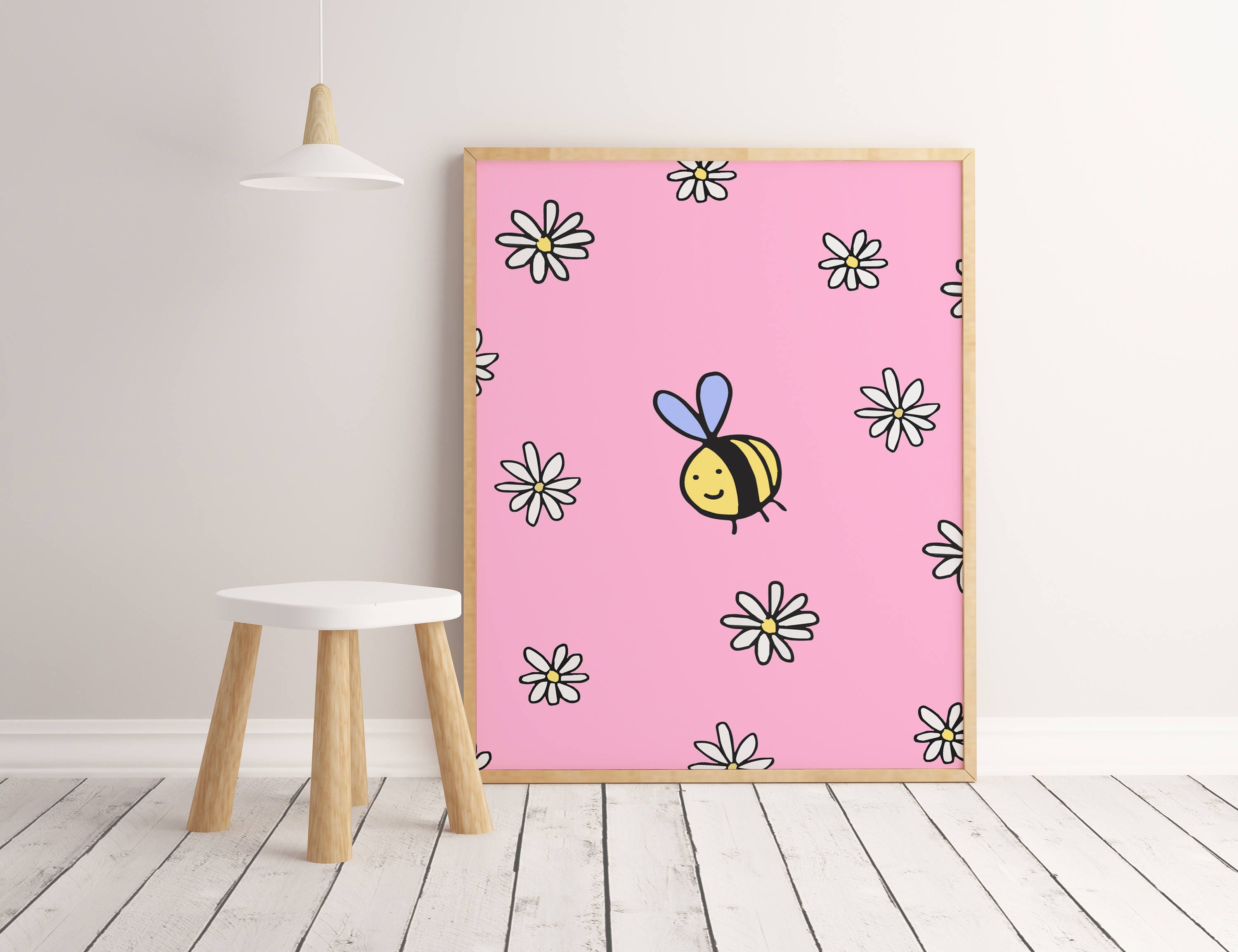 Bee and Flowers Printable Poster - Etsy