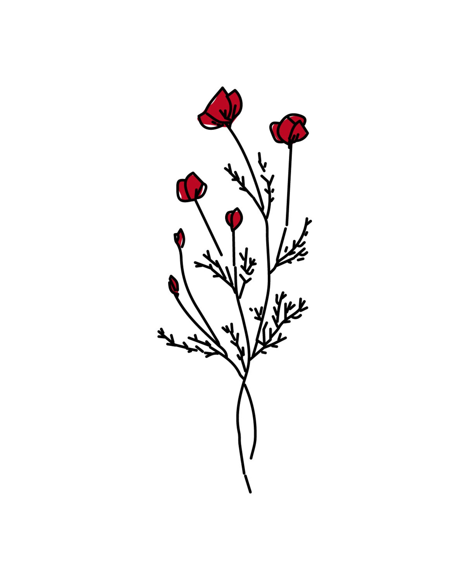 Red Flowers Printable Poster - Etsy