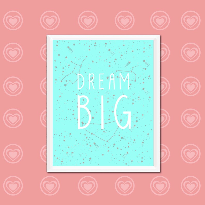 Dream Big Printable Poster (aqua) - Etsy