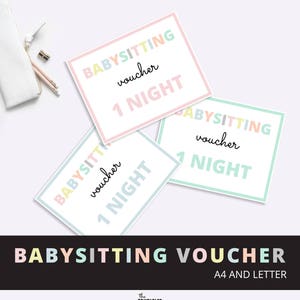 Babysitting Coupon Babysitting Gift Coupon Mothers Day Gift Etsy