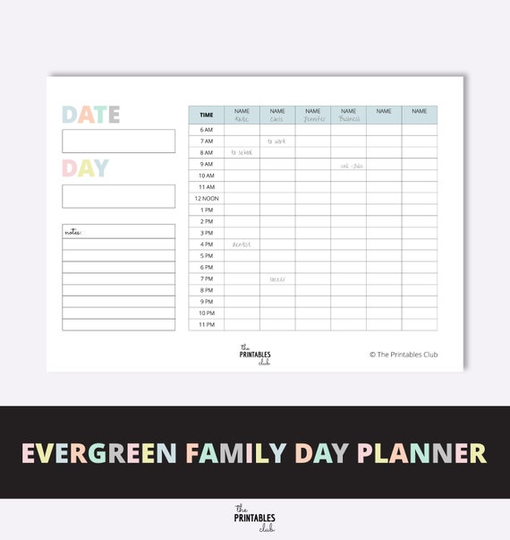 printable family day planner family organizer daily family etsy