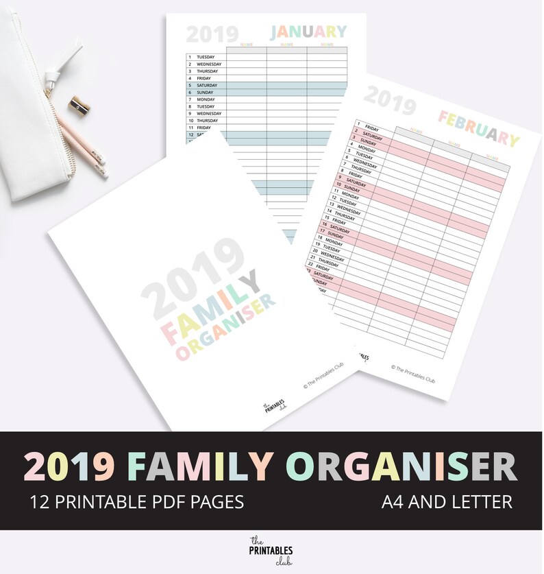2019 Printable Spouse and children Calendar, 2019 Spouse and children Organizer, 2019 Regular monthly Relatives Calendar, 2019 Month to month Household Organizer, 13 PDF Webpages image regarding Printable Family Calendar identified as 2019 Printable Spouse and children Calendar, 2019 Loved ones Organizer, 2019 Regular monthly Loved ones Calendar, 2019 Regular Loved ones Organizer, 13 PDF Web pages