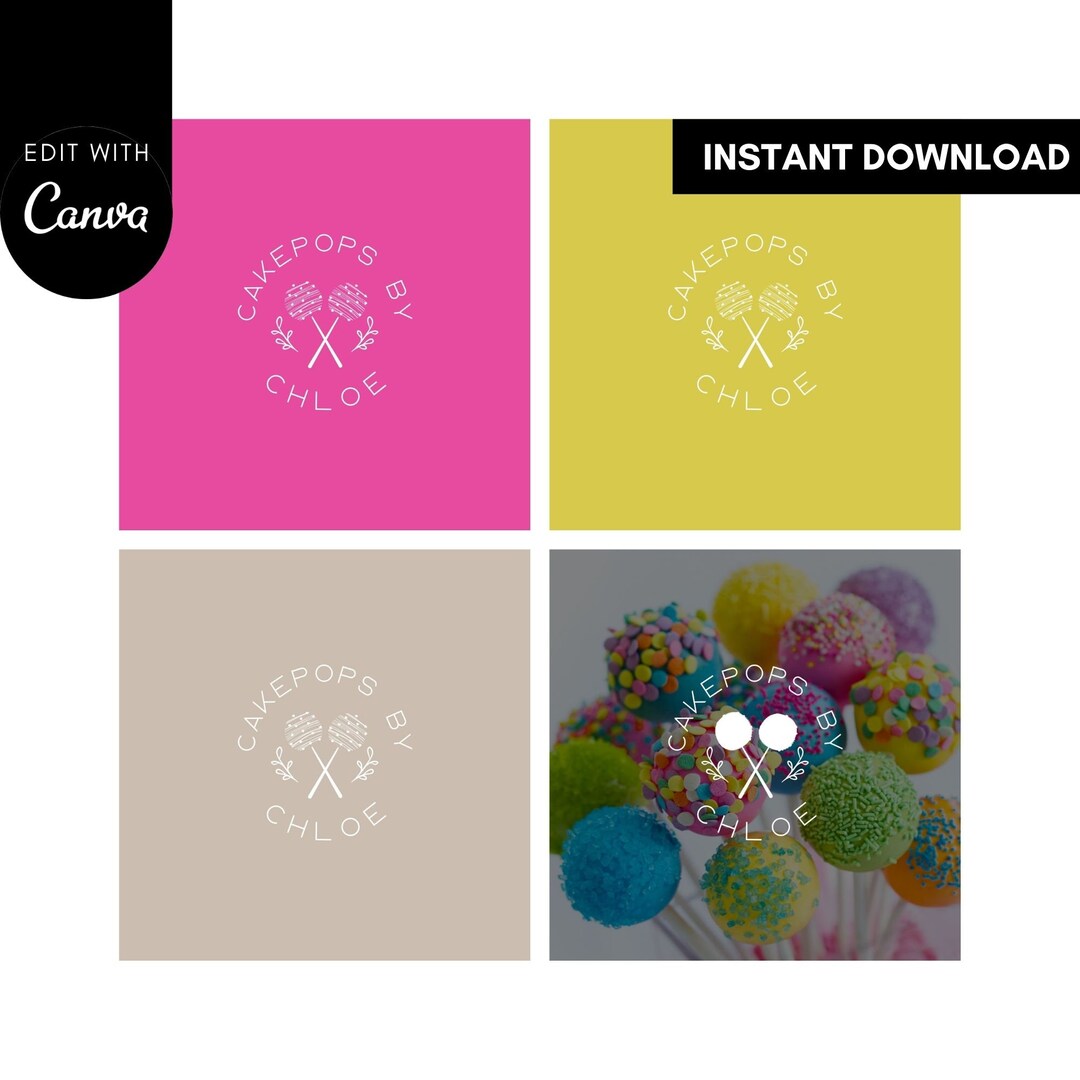 Cakepop Logo Design Cake Pop Logo Template Cake Logo Design Etsy