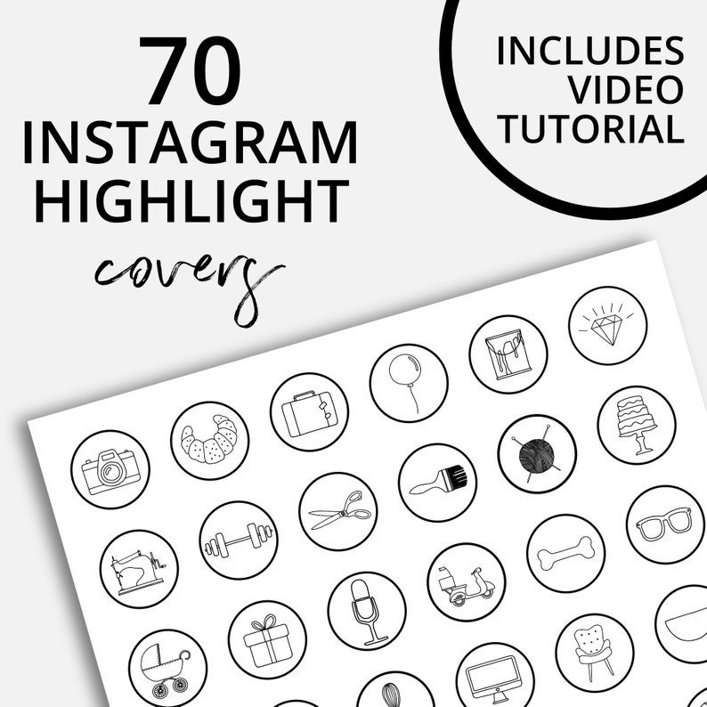 70 Instagram Highlight Cover Icons White and Black Instagram | Etsy