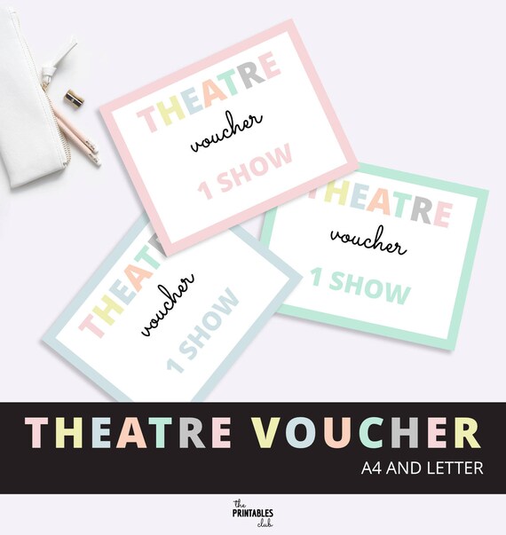 Theatre Show Gift Voucher Theatre Voucher Valentines Gift Etsy