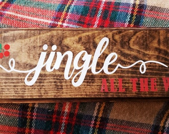 Jingle tout le chemin signe | Décoration murale de Noël | Rustique de décorations de Noël | Jingle tout le chemin des signes bois | Signe de vacances