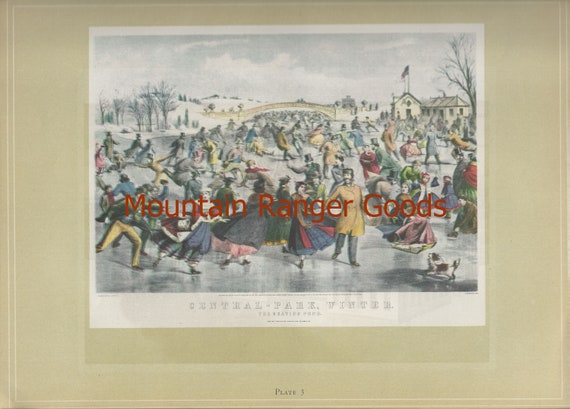 Central Park New York Ice Skating by Currier /& Ives Vintage Poster Repro FREE SH