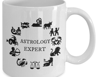 Astrology Expert Zodiac Coffee Mug, Funny Astrology Gift for Her, Ceramic 11oz Novelty Mug, Zodiac Sign Lover Gift, Star Sign Mug