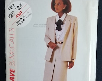 McCall's 4387 Sizes 8 10 12, Misses' Jacket and Skirt, Fashion Design, Vintage Sewing Pattern, Uncut FF