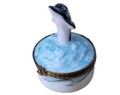 Limoges DOLPHIN IN WAVES Porcelain Trinket Hinged Box France Peint Main (Hand Painted)