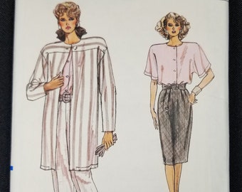 Vogue 9886 Size 8 10 12 Misses Jacket, Blouse, Skirt, Pants, Design Fashion, Vintage Sewing Pattern, Uncut FF