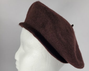 Vintage Brown Wool Beret Tam Hat 1940's