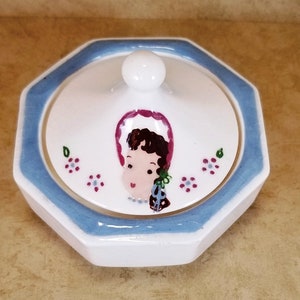 Hand Painted House of Scott Little Girl Trinket Box Vintage