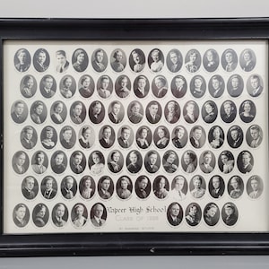 Antique Vintage Photograph Black and White Lapeer High School Class of 1936 Michigan