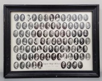 Antique Vintage Photograph Black and White Lapeer High School Class of 1936 Michigan