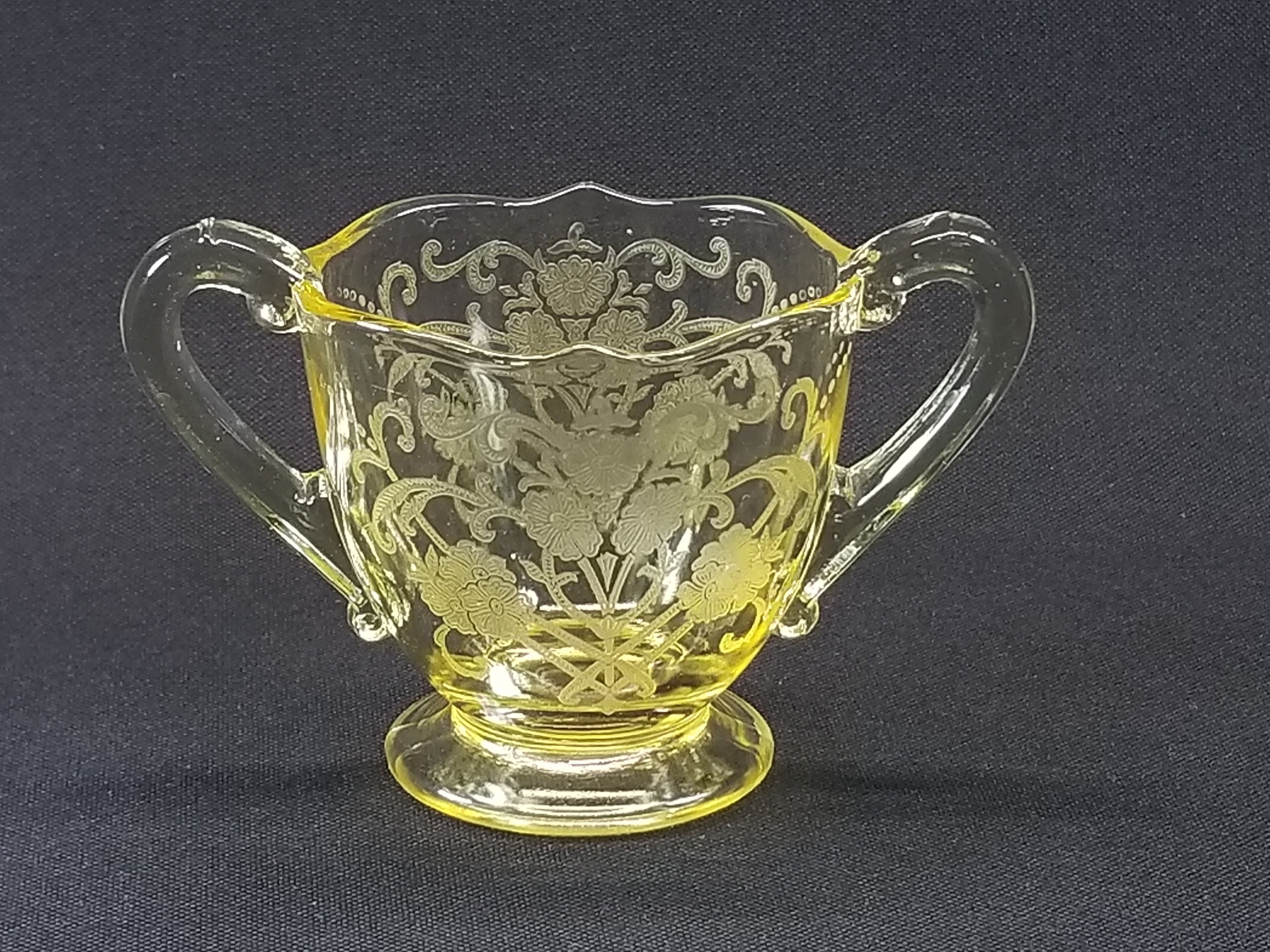 Vintage Lancaster Yellow Depression Glass Sugar Bowl Etsy